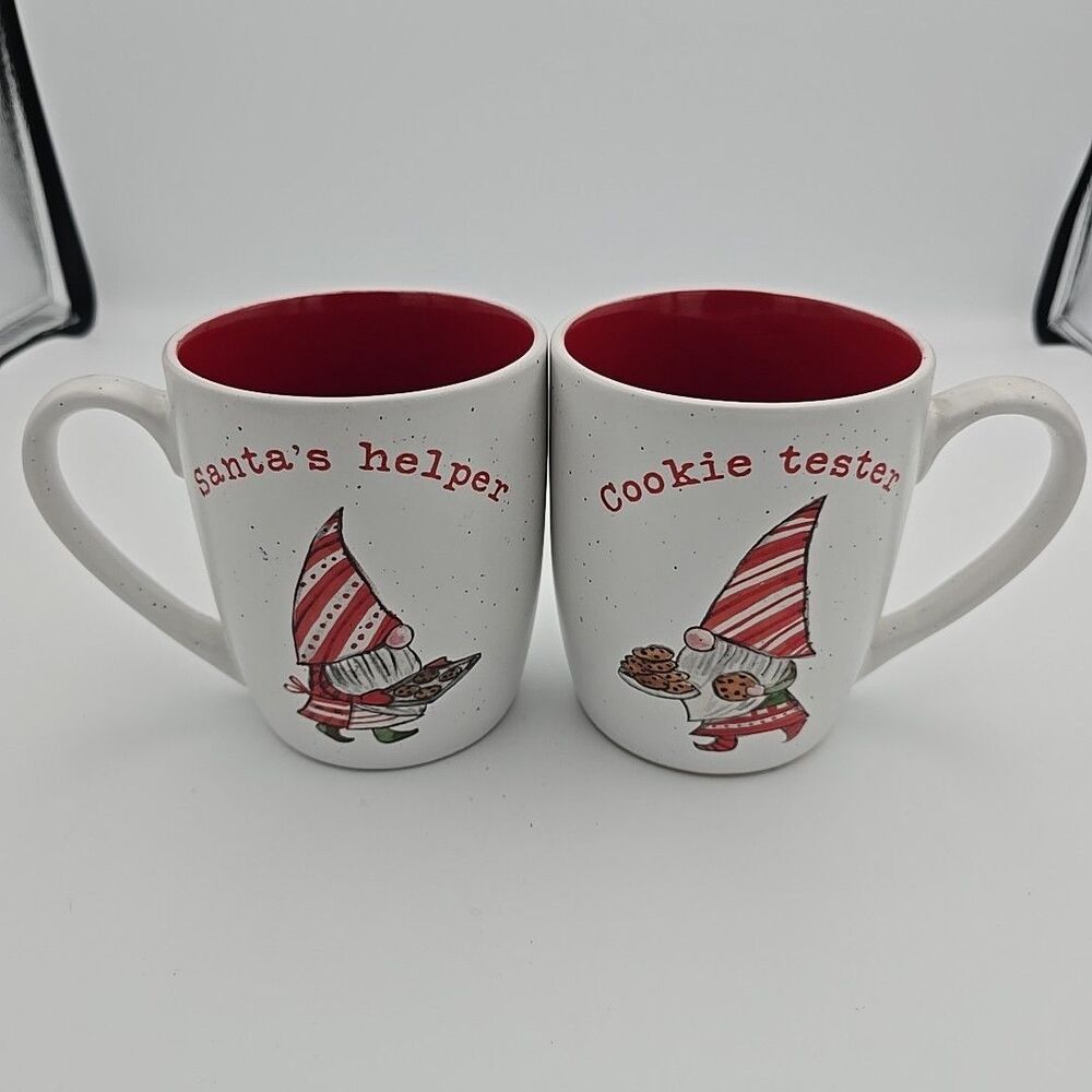 Gnomes Coffee Cup Mug Peppermint & Pine “Santa’s Helper” And "Cookie Tester"